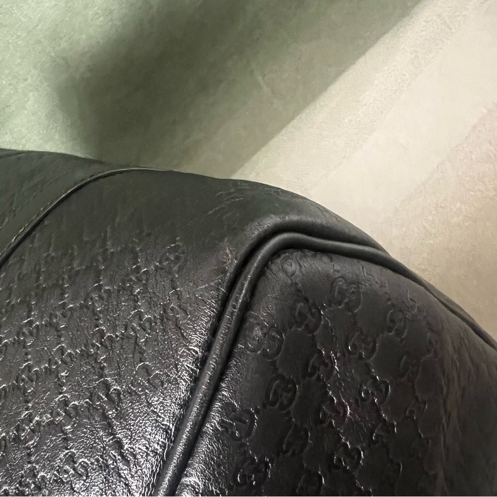 Gucci Black Leather Gg Monogram Boston Bag Crossbody - Picture 9 of 16
